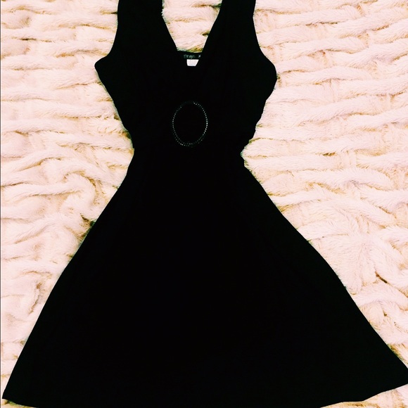 Black "Marilyn" style dress with buckle at waist