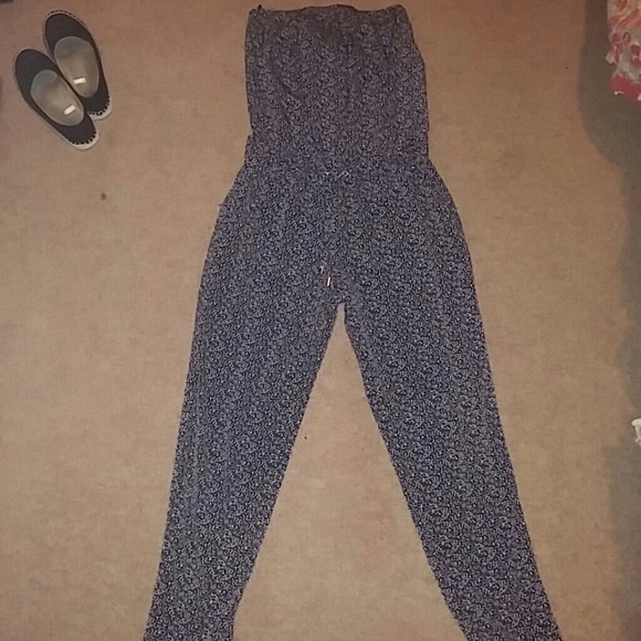 Strapless black and white jumpsuit