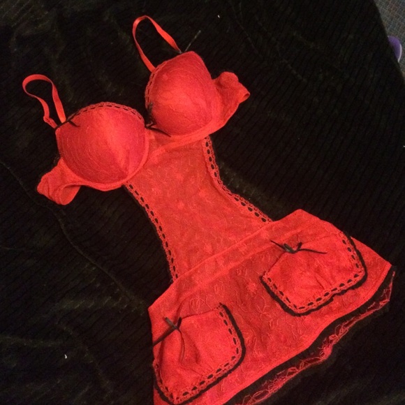 Red and black lingerie