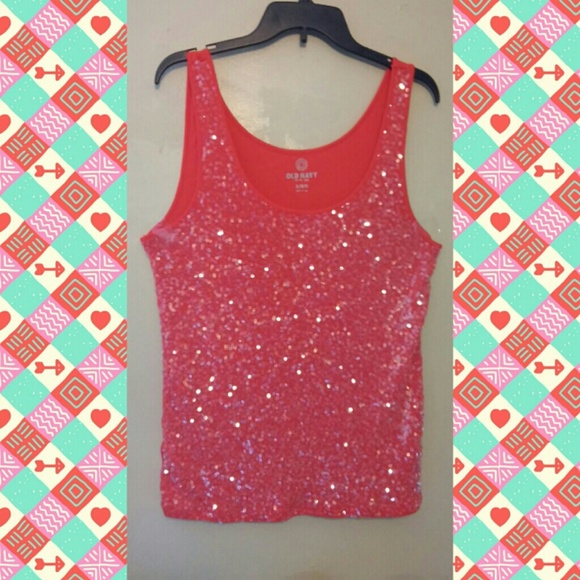 Xl old navy coral sequin tank