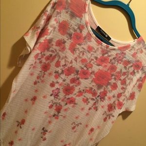 White and pink short sleeve shirt
