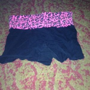 Pink Leopard Peace Sign Yoga Shorts