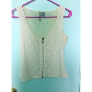 White lacy zipper top!