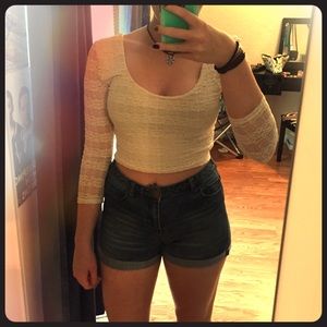 Cream Lace Crop Top