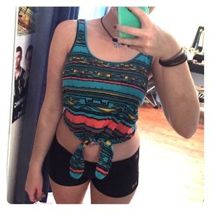 Blue Tribal Tank with Tie