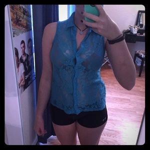 Blue Lace Button Down