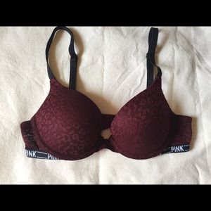 VS PINK Cheetah Lace Push-Up Bra 32B