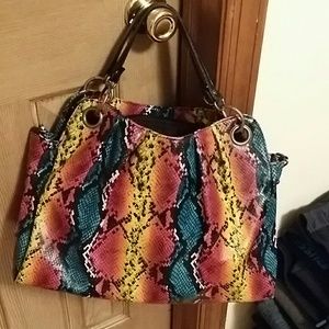 Faux snake skin hand bag