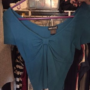 Blue Bow Crop Top