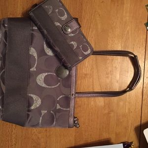 Coach Tri Colored Purse and matching Zipper Wallet
