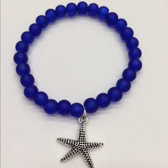 Starfish & Seaglass Beaded Bracelet - Picture 1 of 3