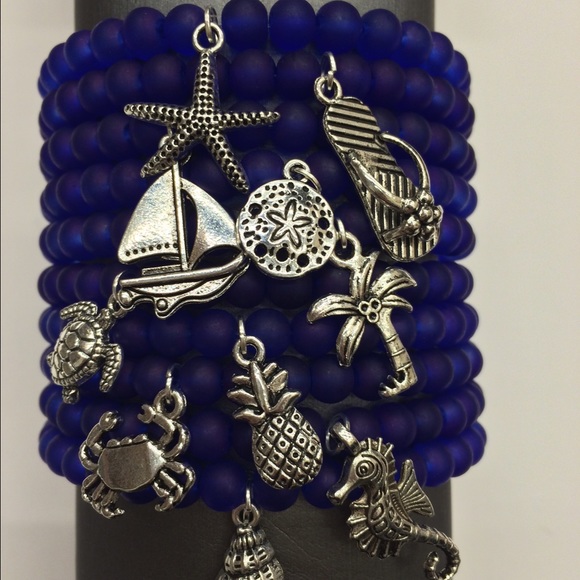 Starfish & Seaglass Beaded Bracelet - Picture 2 of 3