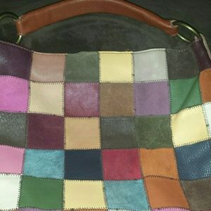 Lucky brand patchwork hobo bag purse tote great