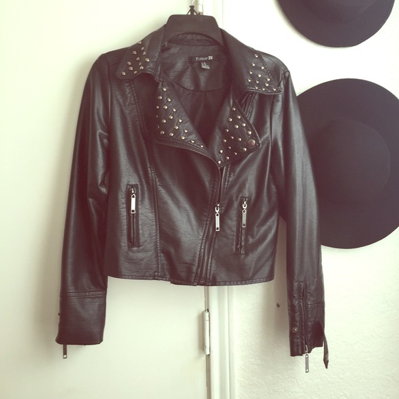 Faux leather jacket w/ studs Sz XS.