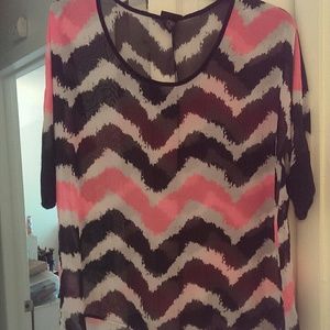 Black white and pink chevron shirt