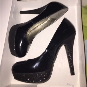 Black Heels with Glitter Bottom