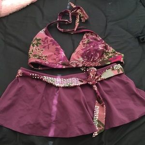 Purple Floral swim suit
