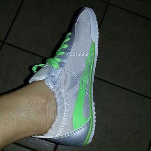silver w/ bright green fashion shoes...comfy