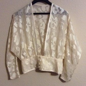 Vintage Satin Burnout Floral Top Jacket Sz M Vintage Satin Burnout Floral Top Jacket Sz M