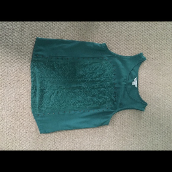 Teal tribal printed tank top