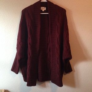 Maroon batwing cardigan