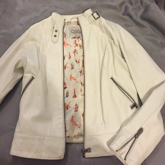 White Real Leather Jacket (moto)