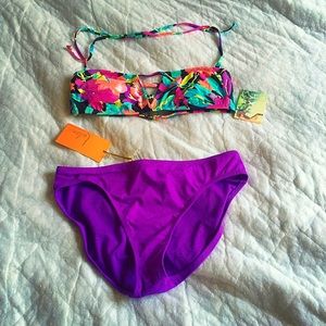 Purple and Floral Roxy and Leilani Bikini