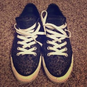 Leopard Shiny Metallic Converse W/ Nude Flats