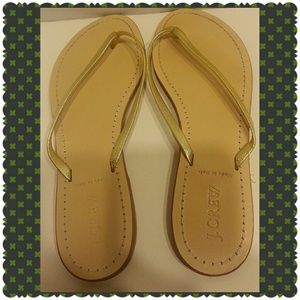 J Crew Gold Flip Flops Size 9