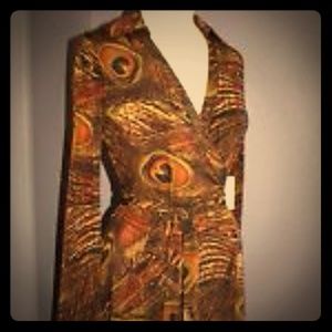 Calvin Klein Peacock print  wrap dress