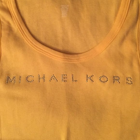 MK Michael Kors Yellow Ribbed Studded Tank Top M