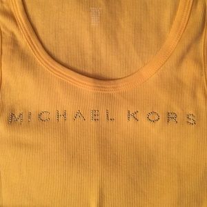MK Michael Kors Yellow Ribbed Studded Tank Top M
