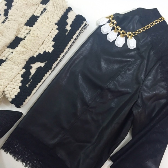 Tops - ❗️FINAL❗️Faux Leather and Lace Top