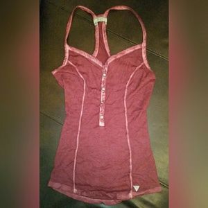 Rare, cute red GUESS henley tank