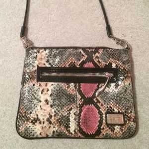 Snake skin leather satchel