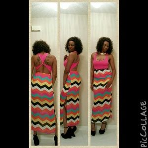 Chevron Print Maxi Dress