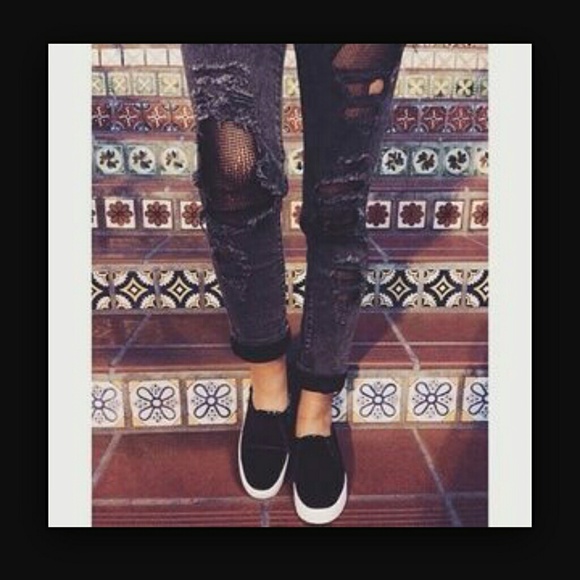 LF Denim - Carmar black netted skinny jeans