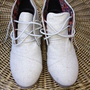Off white Linen wedge shoes