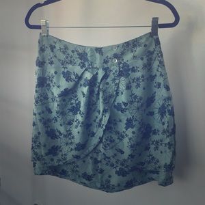 High Waisted Blue Floral Skirt