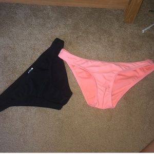Two clinched semi cheeky bathing suit bottoms