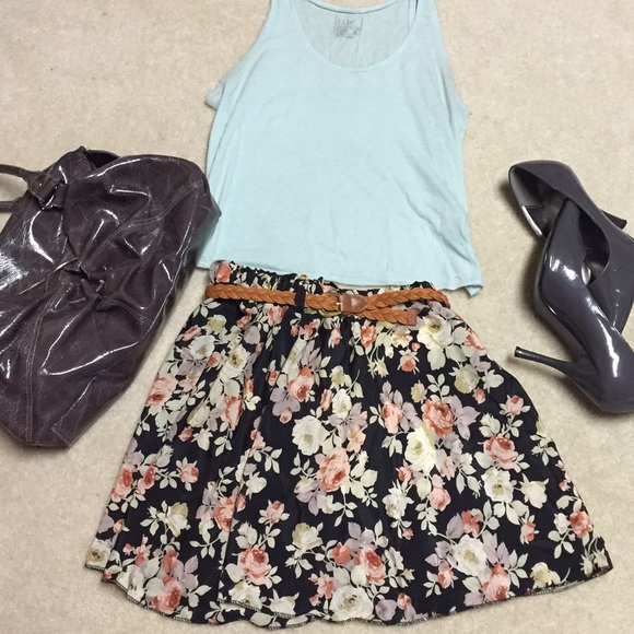 Silk Flower Pattern Skirt