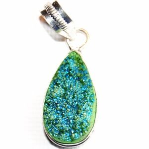 Green Druzy Gemstone Pendant
