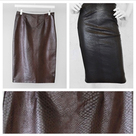 Brown faux snake skin pencil skirt S, M and L