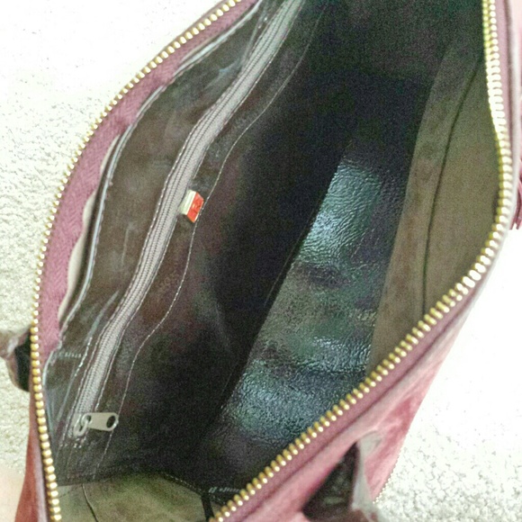 Burgandy Faux Suede Handbag - Picture 2 of 3