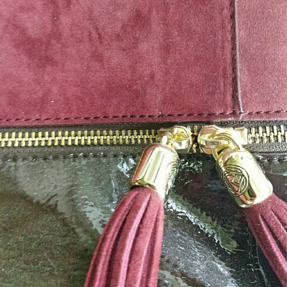 Burgandy Faux Suede Handbag - Picture 3 of 3