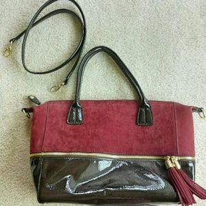 Burgandy Faux Suede Handbag