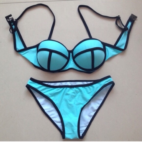 Blue neoprene bikini set - Picture 4 of 4