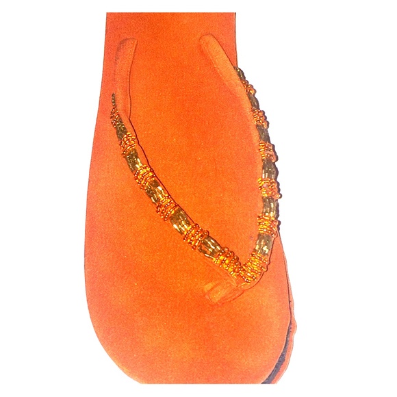 Thai silk beaded flip flops.