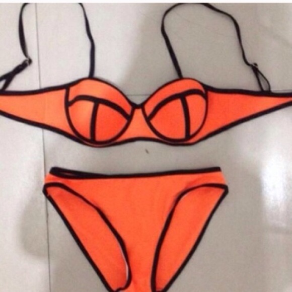 Orange sexy neoprene bikini set - Picture 4 of 4