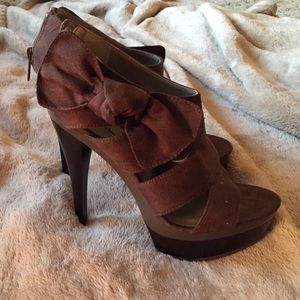 Brown Suede Michael Antonio Heels Size 7.5